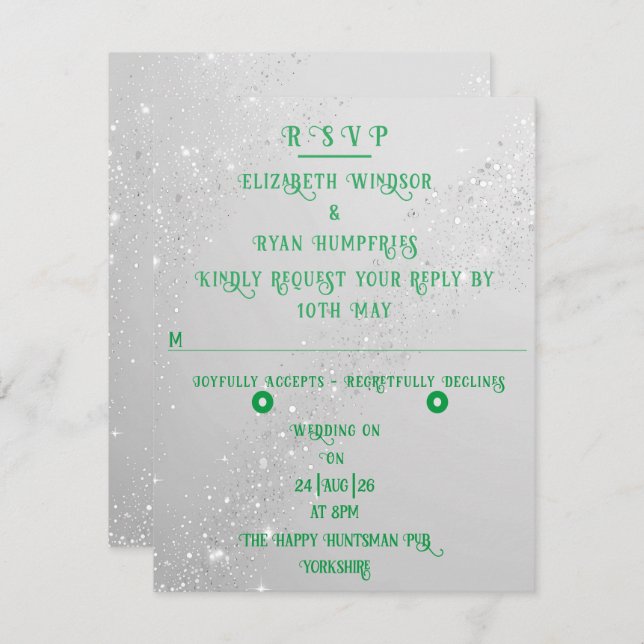 Elegant Sparkle Wedding  RSVP Card (Front/Back)