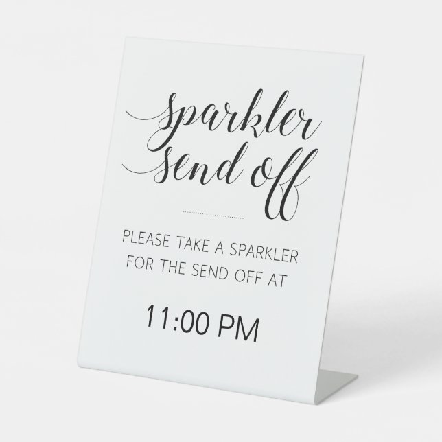 Elegant Sparkler Send Off From Wedding Reception Pedestal Sign (Front)