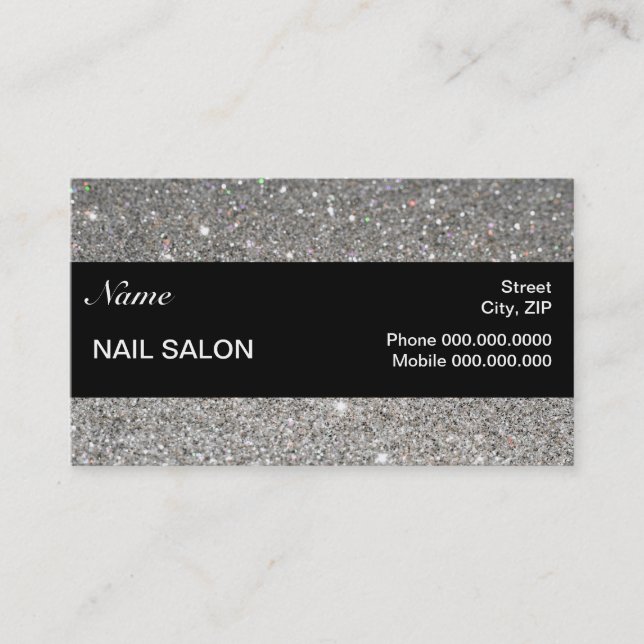 elegant Sparkles & Glitter Nail Salon BusinessCard Appointment Card (Front)