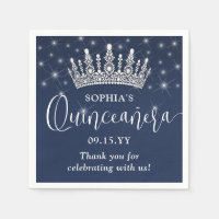 Elegant Sparkles Quinceañera Crown Navy Blue