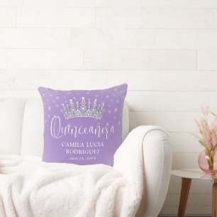 Elegant Sparkles Quinceañera Lilac Purple Keepsake Cushion