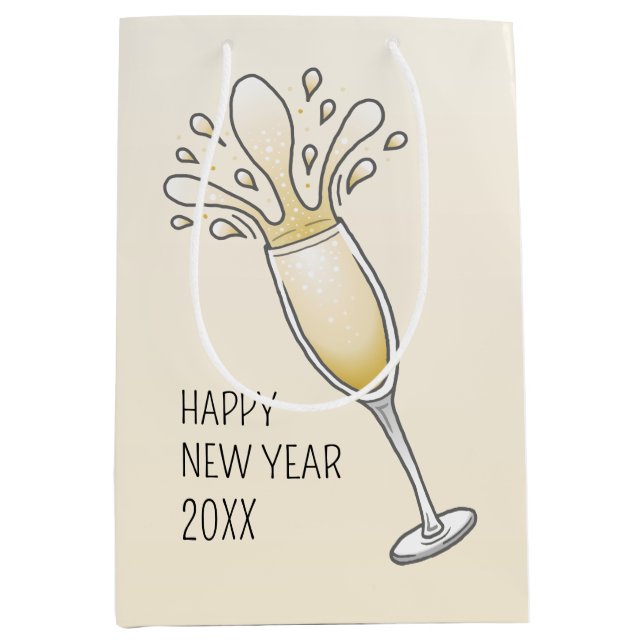 Elegant Sparkling Champagne Flute Medium Gift Bag (Front)