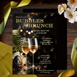Elegant Sparkling Easter Bubbles and Brunch Invitation
