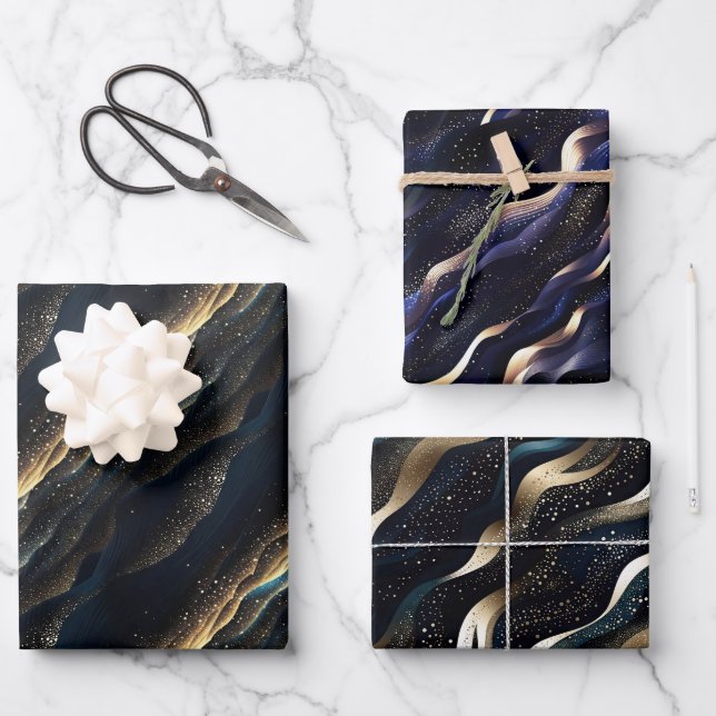 Elegant sparkling fantasy sand dune textures wrapping paper sheet (Front)