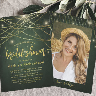 Elegant Sparkling Gold String Lights Bridal Shower Invitation