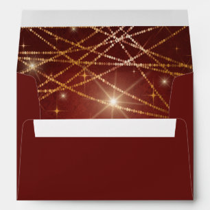 Elegant Sparkling Gold String Lights Wedding Envelope
