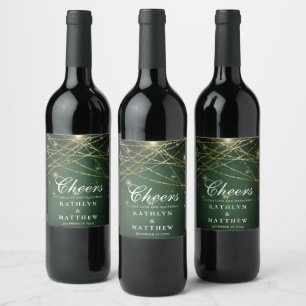 Elegant Sparkling Gold String Lights Wedding Wine Label