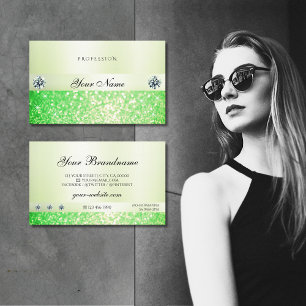 Elegant Sparkling Grass Green Glitter and Diamonds Business Card