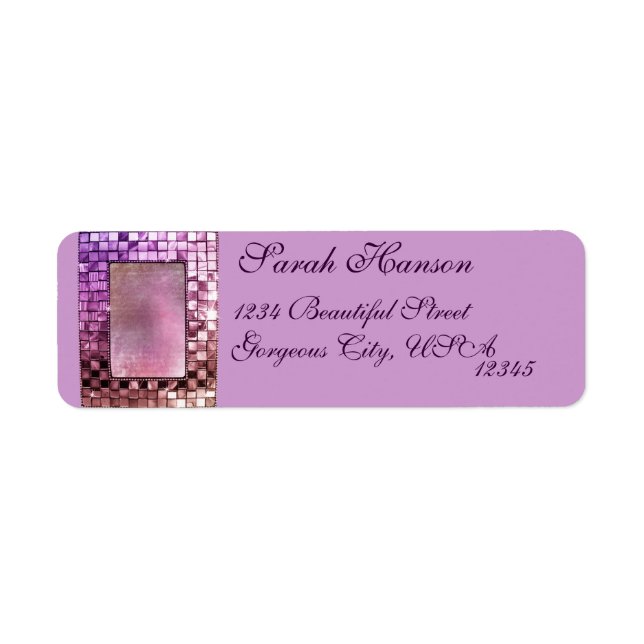 Elegant Sparkling Purple Frame Custom Label Return Address Label (Front)