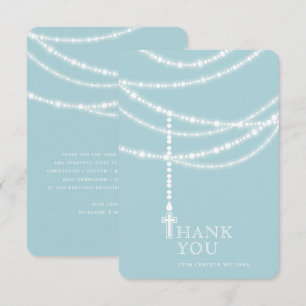 Elegant Sparkling Rosary Beads And Cross Religious Invitation