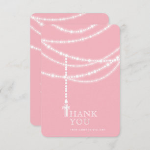 Elegant Sparkling Rosary Beads And Cross Religious Invitation