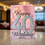 Elegant Sparkling Soft Pink & Silver 40th Birthday Card<br><div class="desc">Celebrate life’s biggest milestones with a card as bold and vibrant as turning the big 4-0! This customisable 40th birthday greeting card is designed to dazzle and delight, with a chic touch that makes it unforgettable. The front of the card is adorned with the sparkling statement: “Happy 40th Birthday [Your...</div>