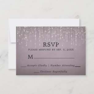 Elegant Sparkling String Lights Dusty Rose Mauve RSVP Card