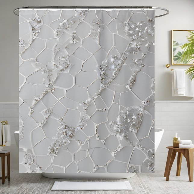 Elegant Sparkling White Sequin Shower Curtain (Creator Uploaded)