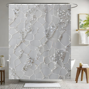 Elegant Sparkling White Sequin Shower Curtains
