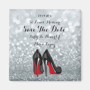 Elegant Sparkly Birthday Save The Date Magnet