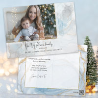 Elegant Sparkly Blue & Gold Alcohol Ink Photo