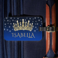 Elegant Sparkly Crown & Stars Royal Blue & Gold