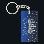 Elegant Sparkly Crown & Stars Royal Blue Monogram Key Ring<br><div class="desc">♡ To choose a color other than royal blue, simply open the design in the Zazzle Design Editor Tool and change the background color. ♡ Add some glamorous bling to keys with an elegant sparkly personalized keychain. The text on this template is simple to personalize with your monogrammed name, initials...</div>