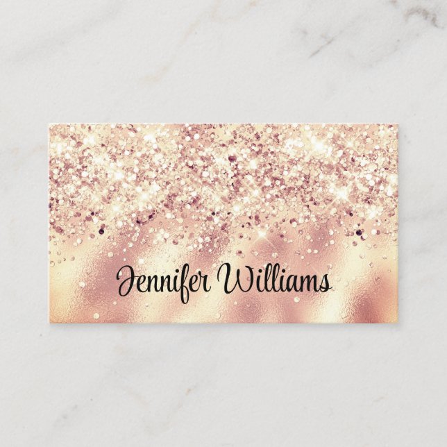 Elegant Sparkly Glitter Makeup Artist Beauty Gold Business Card (Front)