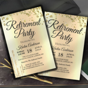 Elegant Sparkly Glitter Retirement Party Invitatio Invitation