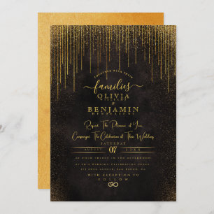 Elegant Sparkly Gold Glitter Foil Chic Wedding Inv Invitation