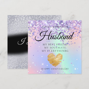 Elegant Sparkly Husband Wedding Anniversary Card