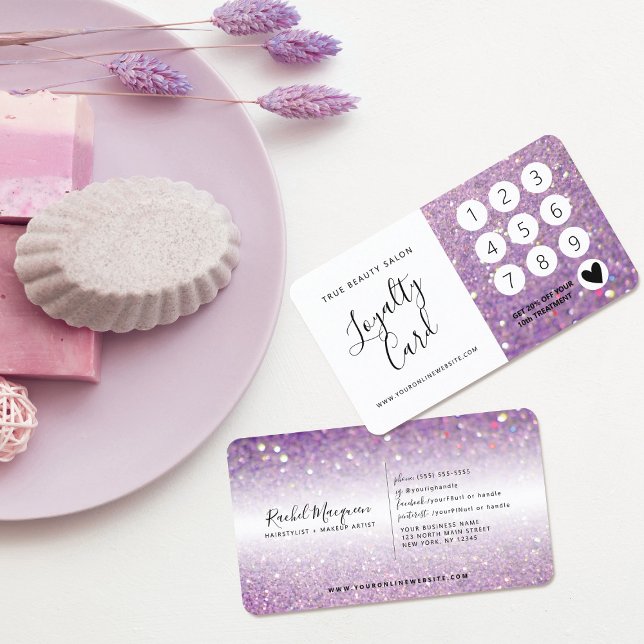 Elegant Sparkly Lilac Purple Glitter Loyalty Card (Creator Uploaded)