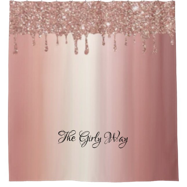 Elegant Sparkly Pink Dripping Shower Curtains (Front)