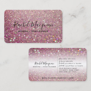 Elegant Sparkly Rose Pink Glitter Business Card