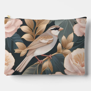 Elegant Sparrow Dusty Pink and Gold Floral Accessory Pouch