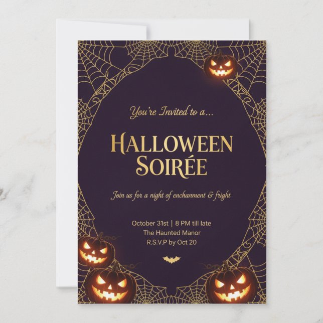 Elegant Spiderweb Halloween Invitation (Front)