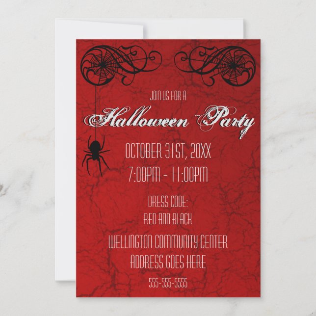 Elegant Spiderweb Party Invitation (Front)
