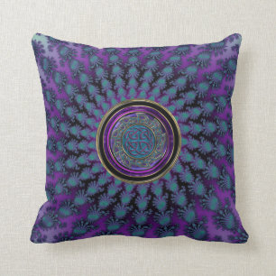 Elegant Spiral Fractal with Celtic Knot Mandala Cushion