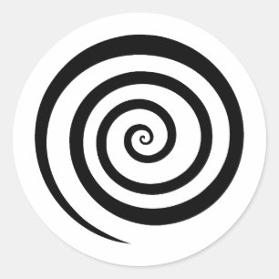 Elegant Spiral Silhouette in BW Classic Round Sticker
