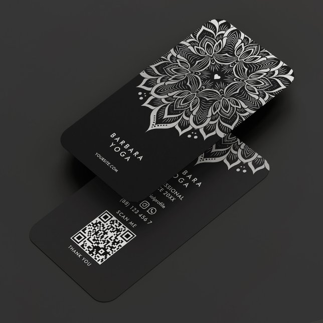 Elegant Spiritual Coach Mandala Black Silver Lotus Business Card (Elegant Spiritual Coach Mandala Black Silver Lotus Business Card
)