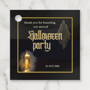 Elegant Spooky Black Gold Lantern Halloween Party Favour Tags