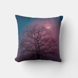 Elegant Spooky Halloween Theme Tree Moon Artwork Cushion