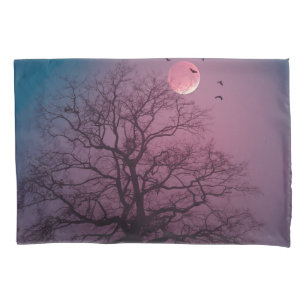 Elegant Spooky Halloween Theme Tree Moon Artwork Pillowcase