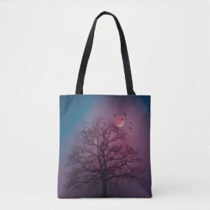 Elegant Spooky Halloween Theme Tree Moon Artwork Tote Bag