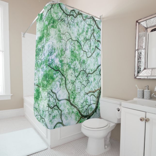 Elegant Spooky Leaves & Branches Shower Curtain (In Situ)