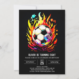 Elegant Sports Printable Soccer Birthday Invitation