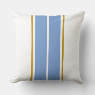 Elegant Sporty Light Blue White Racing Stripes Cushion