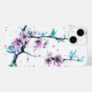 Elegant Spring blossom Pink floral Watercolor art Case-Mate iPhone 14 Case