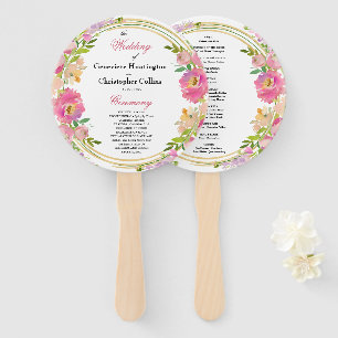 Elegant Spring Boho Floral Gold Wedding Ceremony Hand Fan