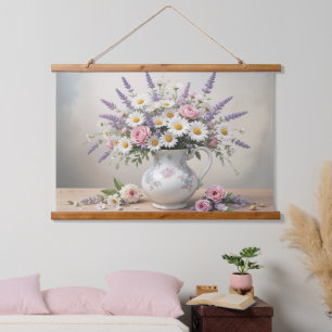 Elegant Spring Bouquet in Vase Soft Floral Hanging Tapestry