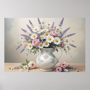 Elegant Spring Bouquet in Vase Soft Floral  Poster