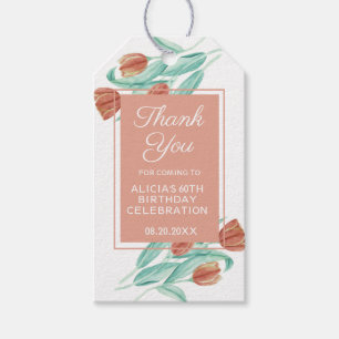 Elegant Spring Brown Tulip 60th Birthday Gift Tags