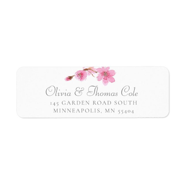 Elegant Spring Cherry Blossom Pink Return Address  Label (Front)