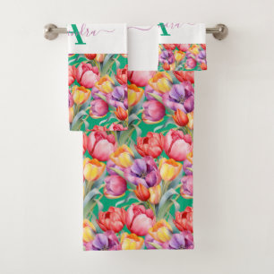 Elegant Spring Colours Tulips Towel Set